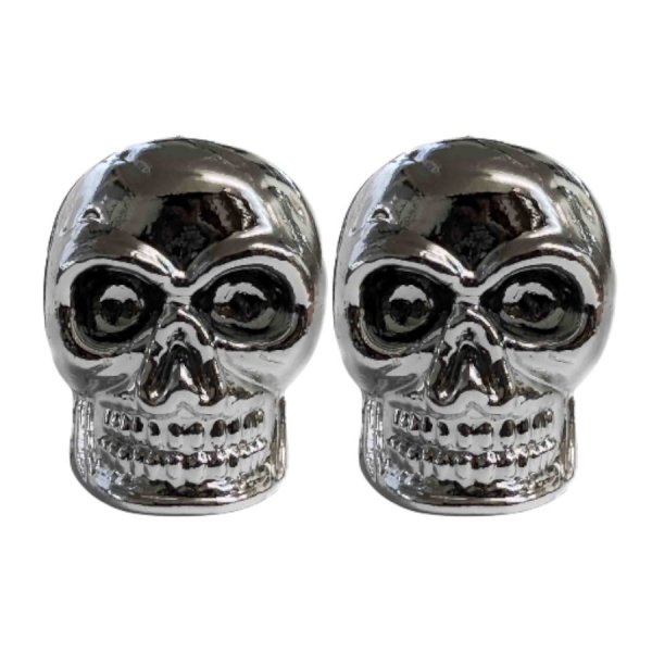 Καπάκια Βαλβίδας Ζεύγος Νεκροκεφαλή A/V Silver
