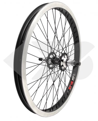 Τροχός BMX Οπίσθιος Αλουμινίου Custom QUANTO/SHINING BX16 - Κλειστά Ρουλεμάν -  Άξονας 14mm - 48 Ακτίνες Black/Silver