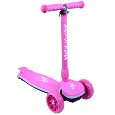 Πατίνι τρίτροχο (Scooter) Αθλοπαιδιά αναδιπλούμενο με φωτιζόμενη βάση και ροδάκια Ροζ