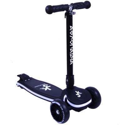 Πατίνι τρίτροχο (Scooter) Αθλοπαιδιά αναδιπλούμενο με φωτιζόμενη βάση και ροδάκια Μαύρο