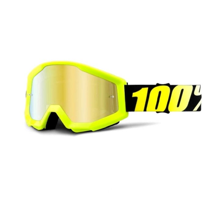 Μάσκα 100% Strata Neon Yellow Mirror Gold Lens